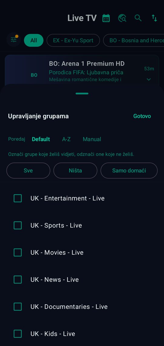 Biranje grupa kanala