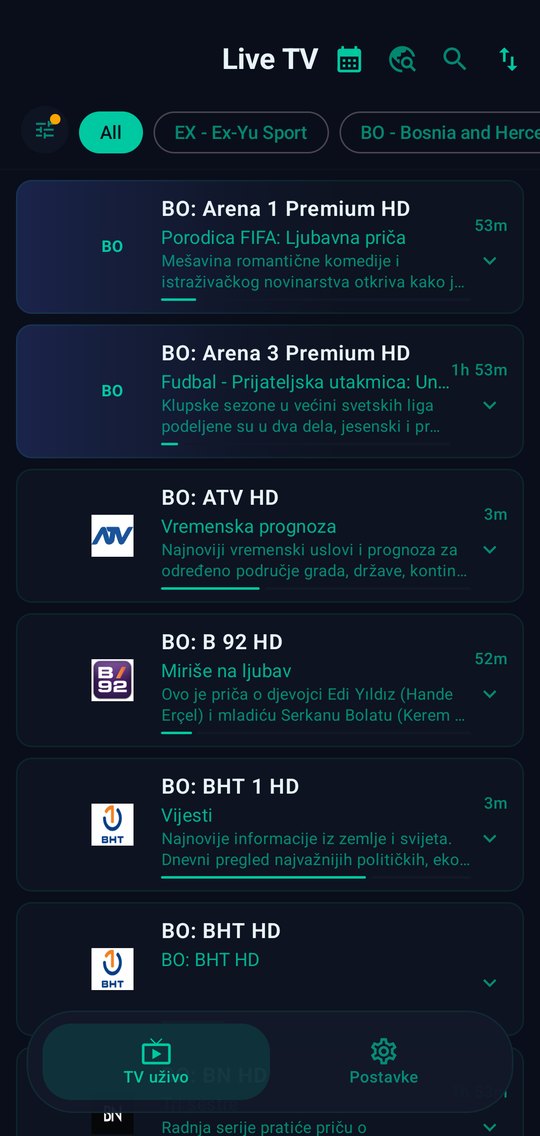 Lista kanala sa TV vodicem