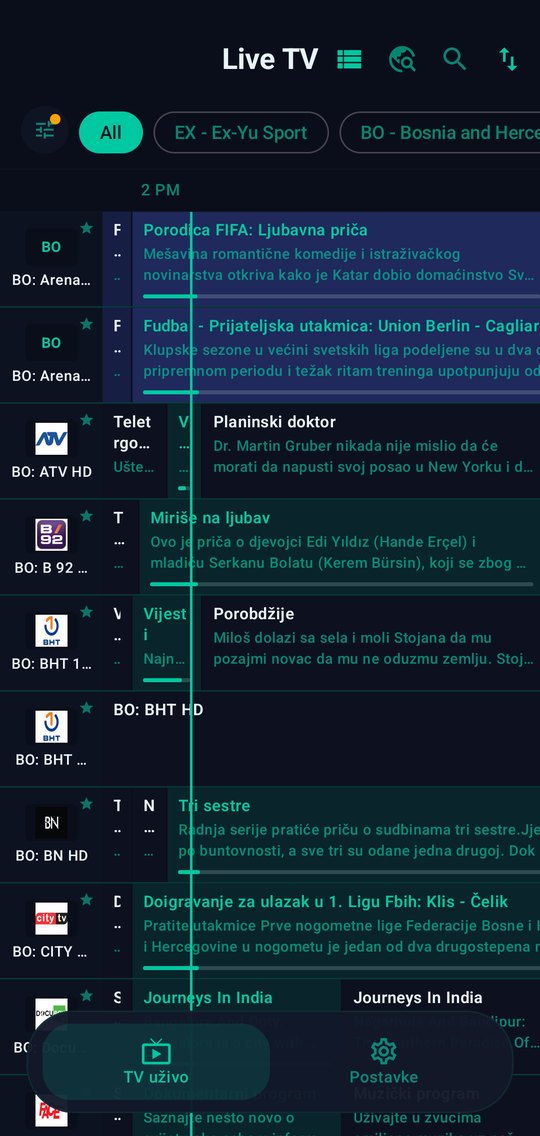 TV vodic po satima